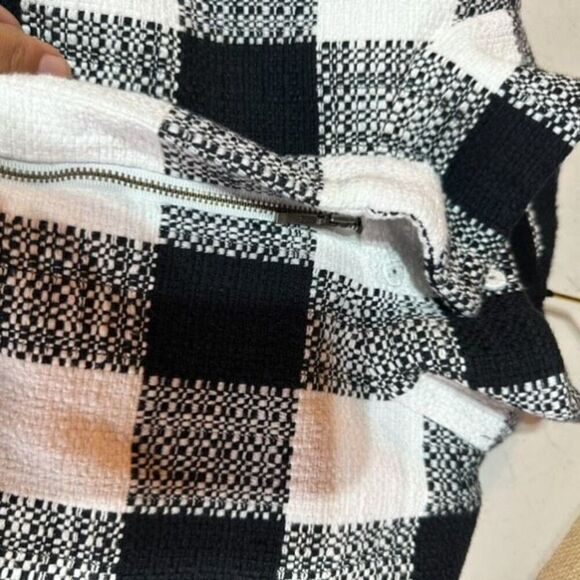 Talbots Women's Buffalo Check Textured Lined Full Zip Jacket Black White Size 4 - Picture 8 of 12